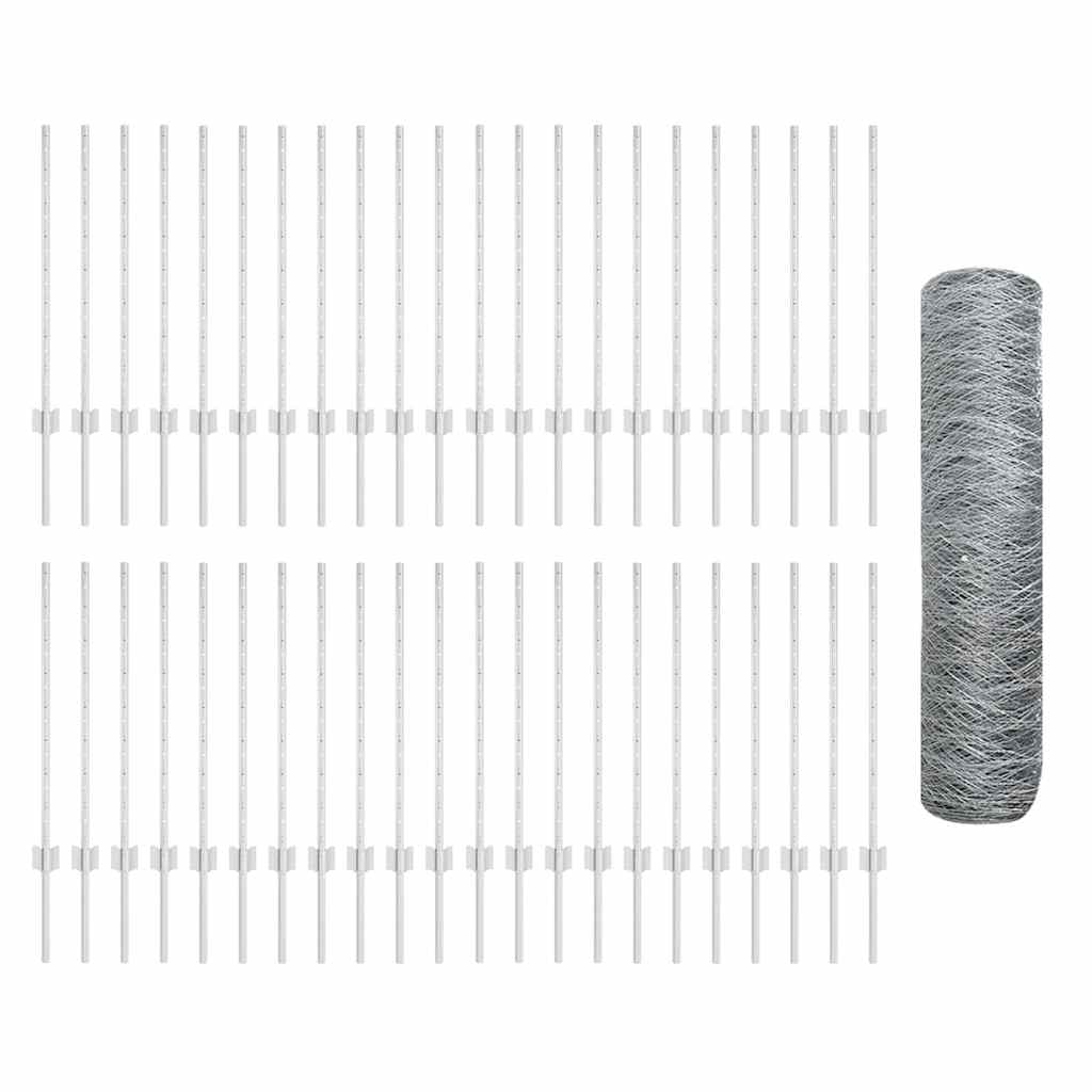 Gard cu Stâlp Argintiu 0,8 x 100 m Oțel