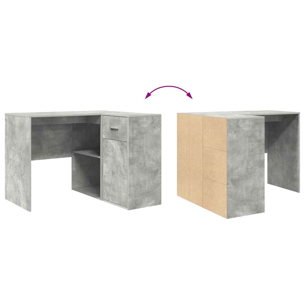 Birou de colț cu sertar Gri din beton 102 x 88 x 75 cm