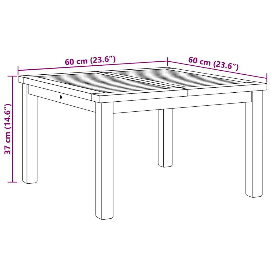 Masă de cafea Maro 60 x 60 x 36 cm Lemn solid de tec