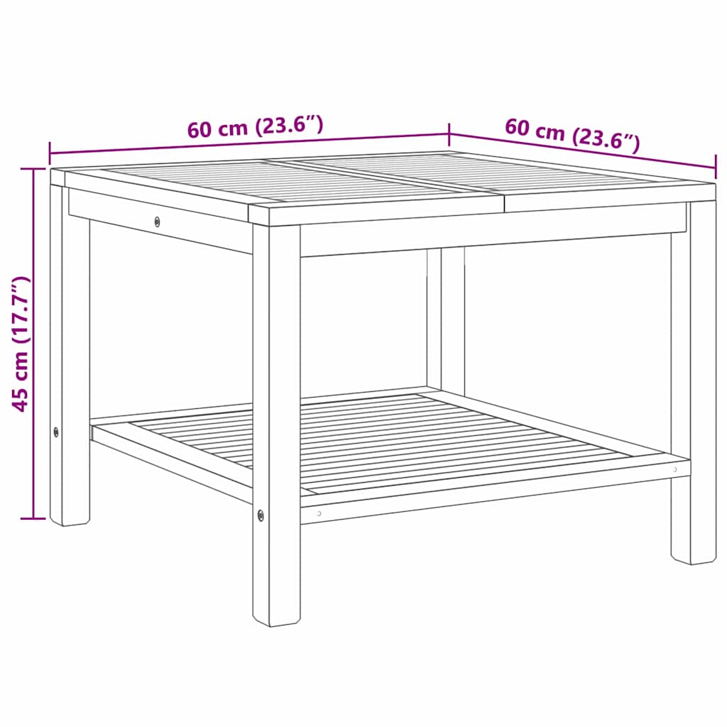 Masă de cafea Maro 60 x 60 x 45 cm Lemn masiv de tec
