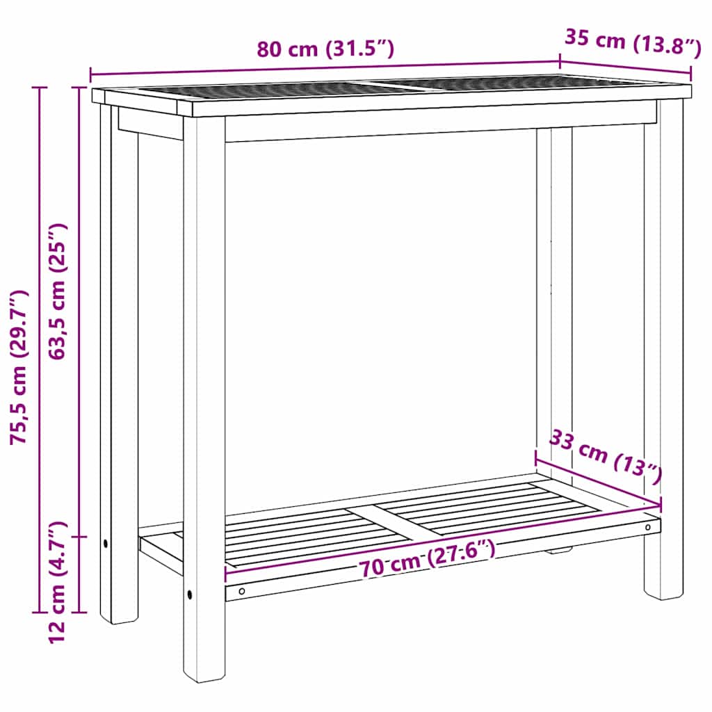 Masă de consolă Maro 85 x 35 x 75 cm Lemn solid de tec