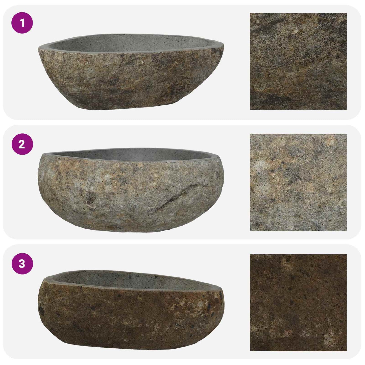 Chiuvetă din piatră de râu Gri deschis 45 x 35 x 15 cm