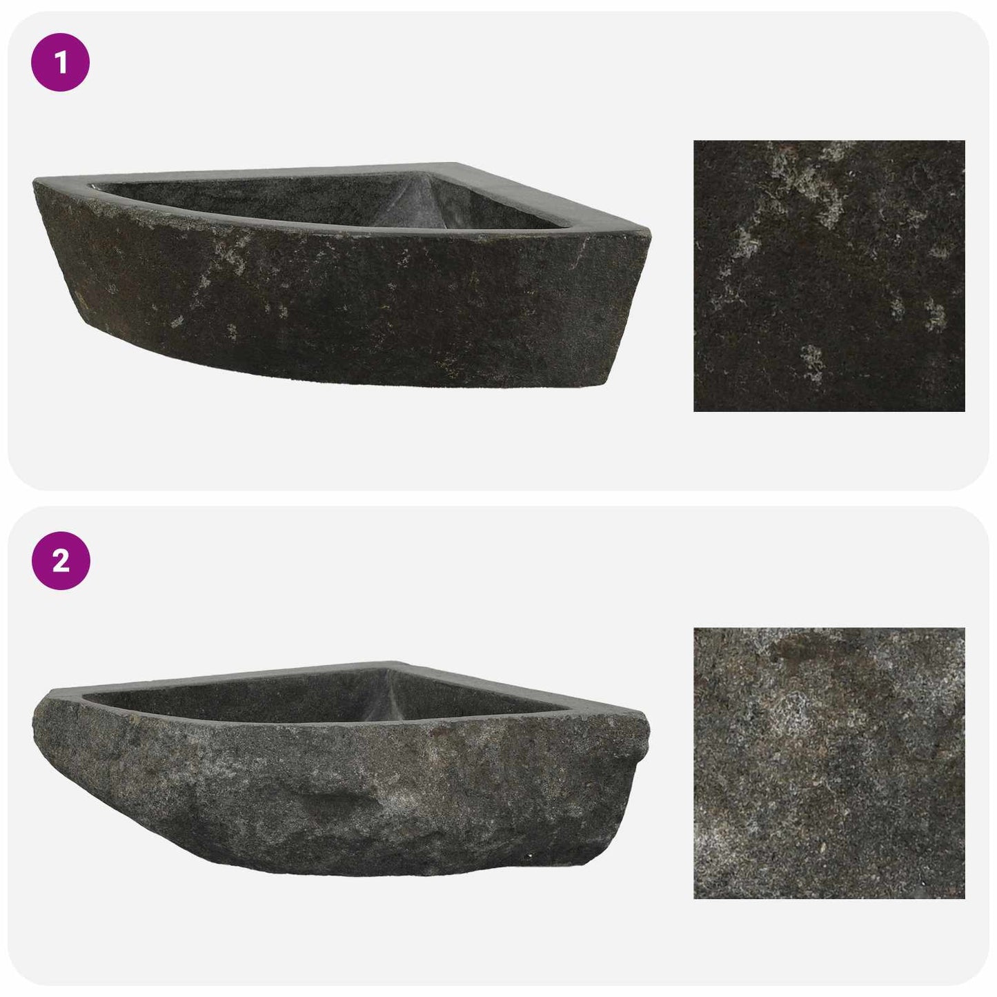 Chiuvetă Gri (30-37) x (30-37) x 12 cm Piatra de Râu