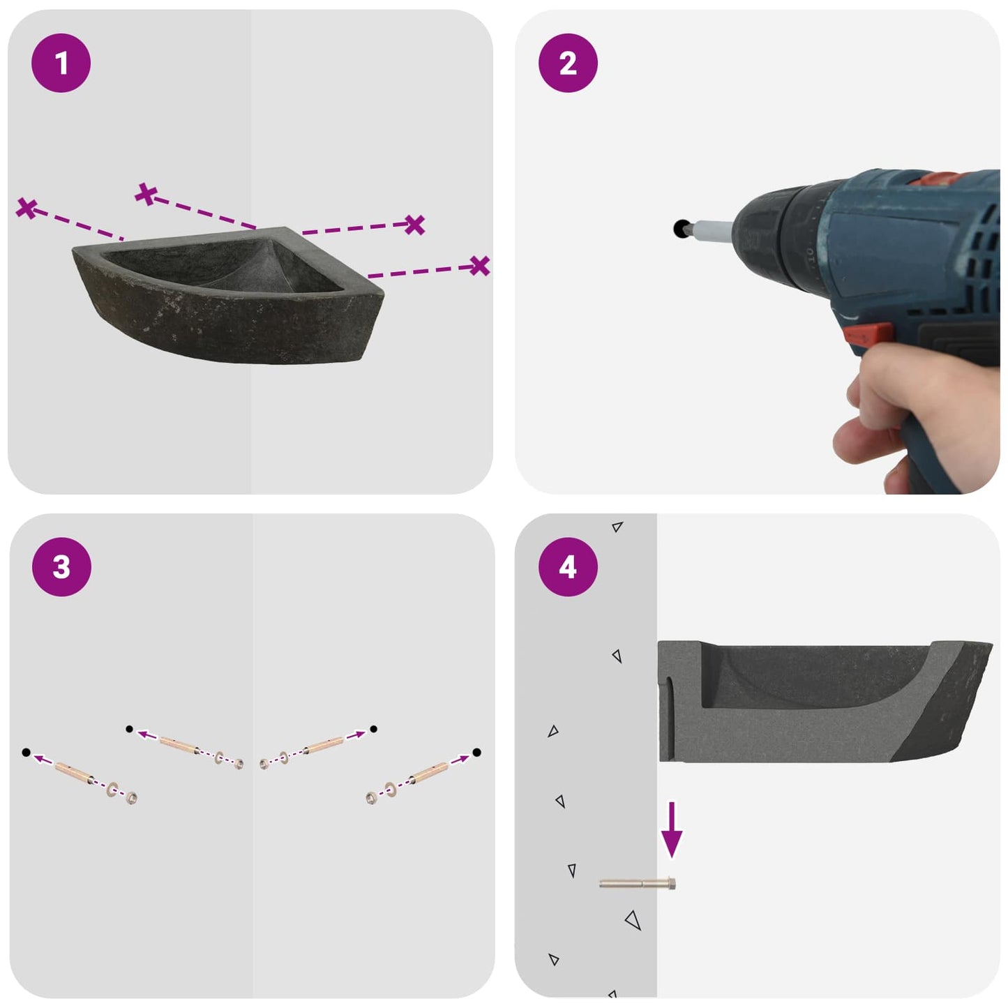 Chiuvetă Gri (55-65) x (40-50) x 6 cm Piatra de Râu