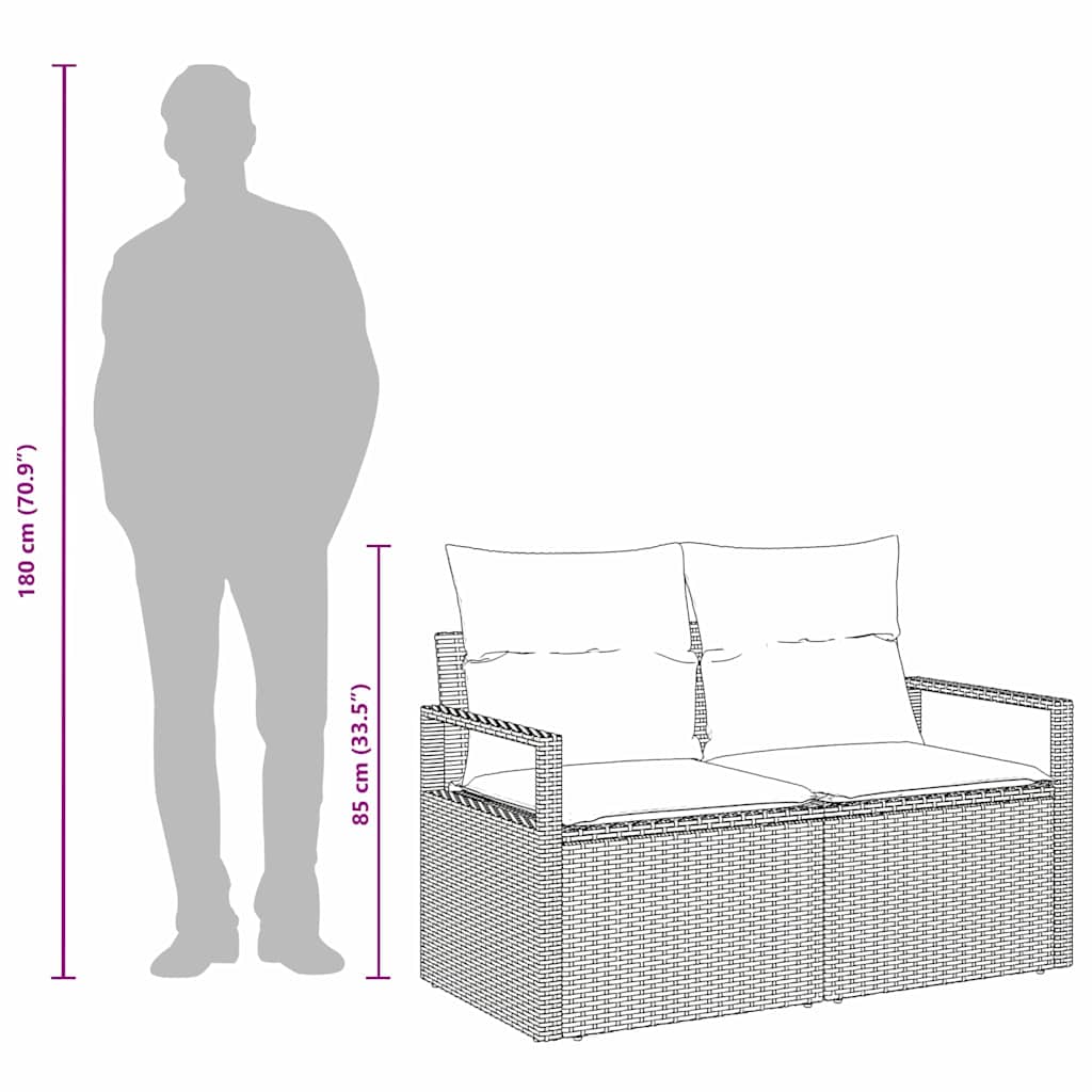 Canapea de grădină cu pernă 120 x 62 x 69 cm poliratan