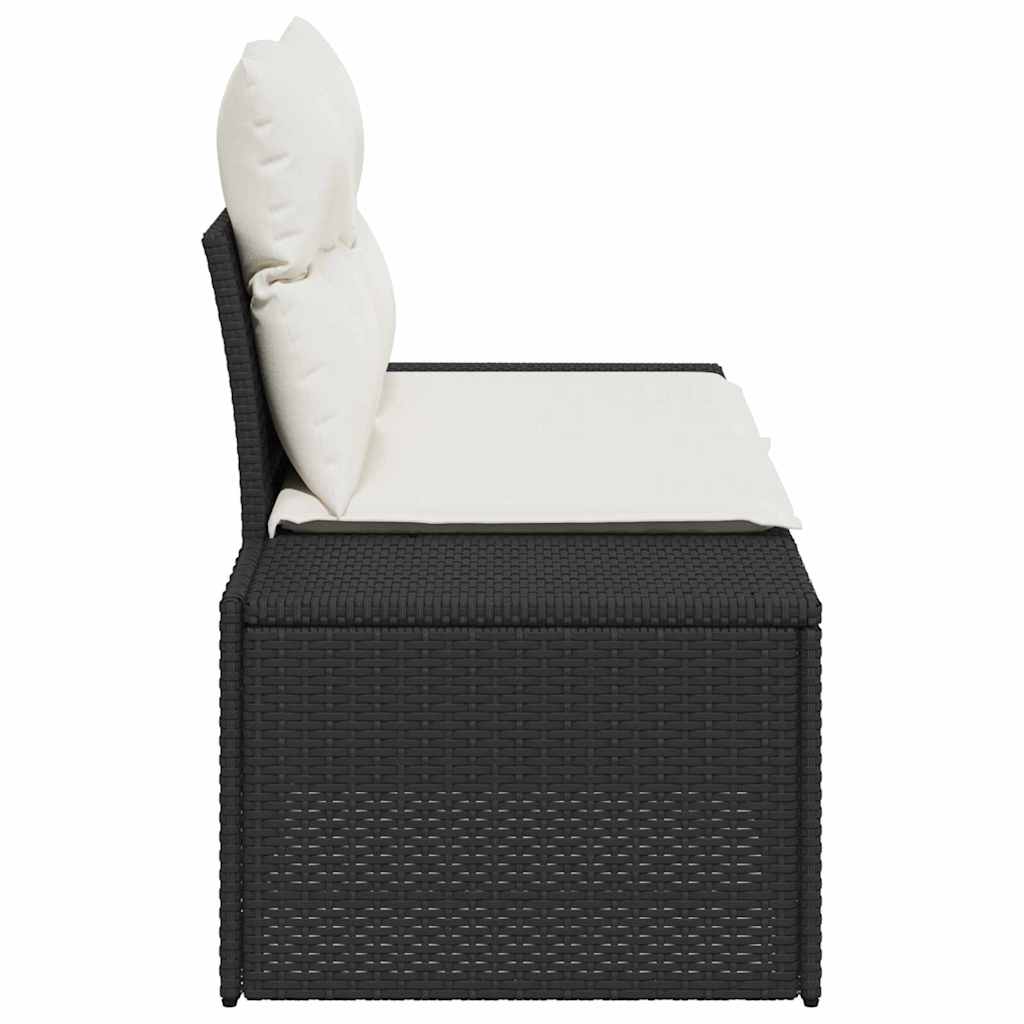 Canapea de grădină cu pernă Negru 184 x 62 x 69 cm poliratan