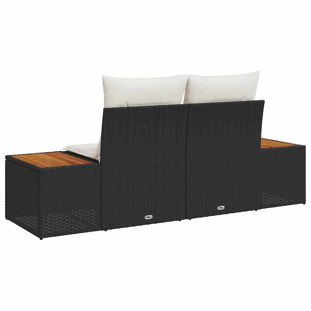 Canapea de grădină Negru 184 x 62 x 85cm poliratan