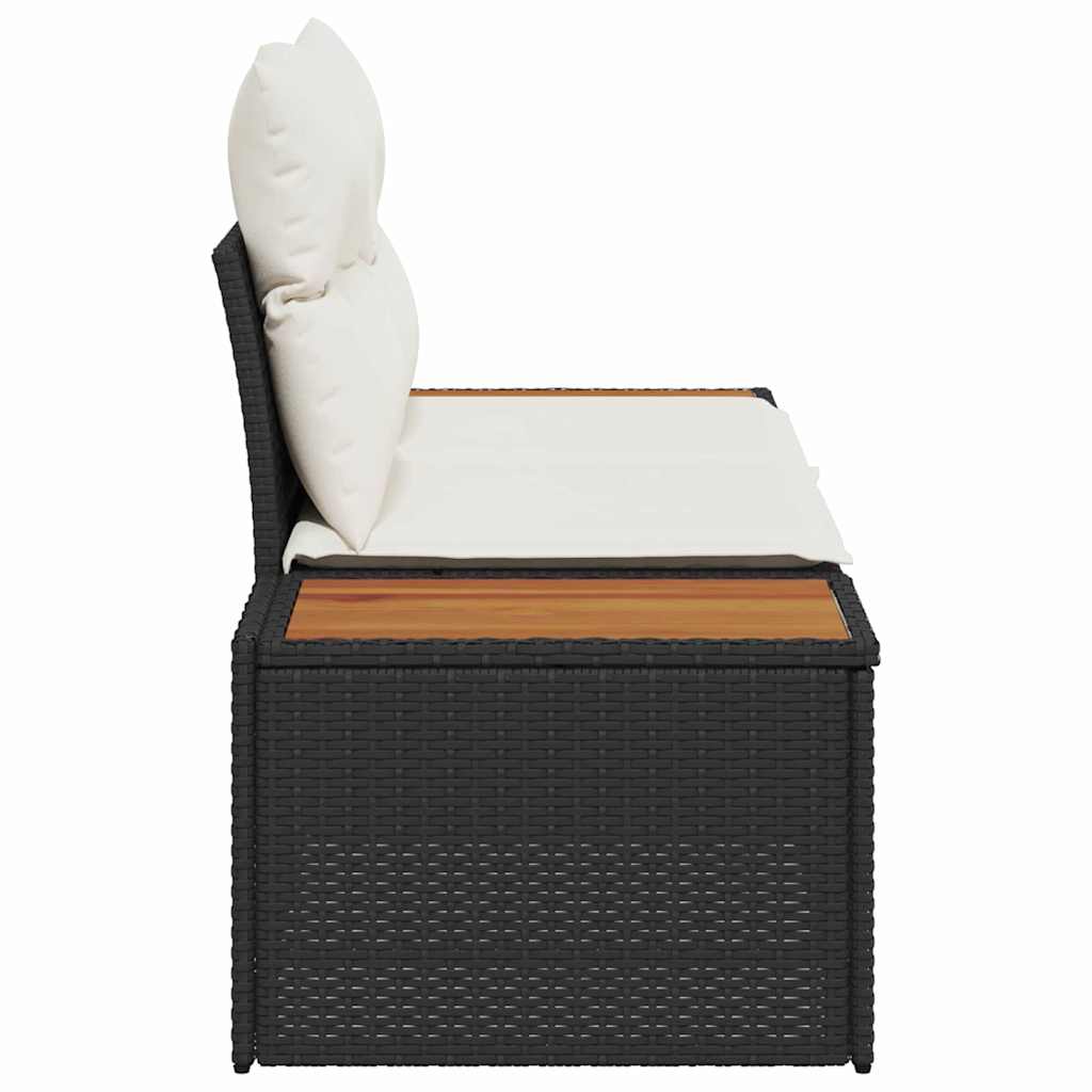 Canapea de grădină Negru 184 x 62 x 85cm poliratan