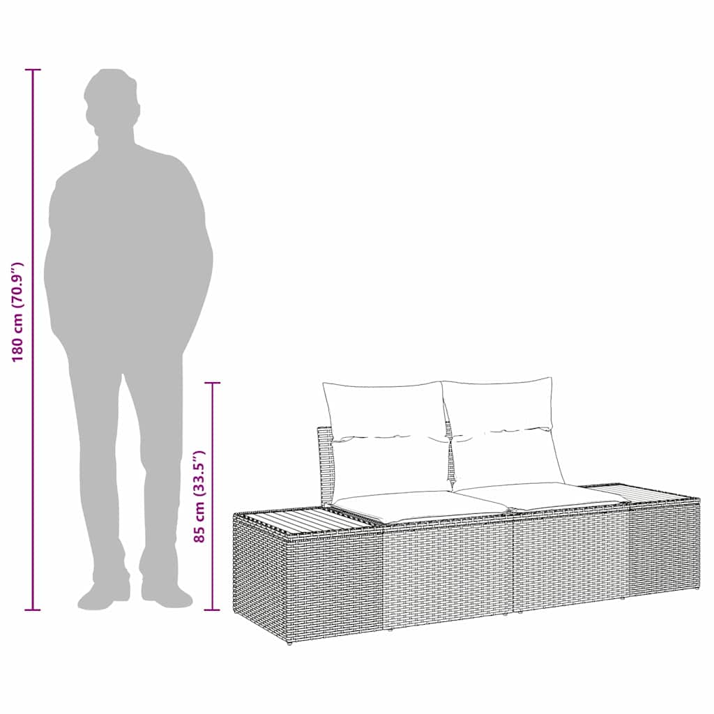 Canapea de grădină Gri 184 x 62 x 85cm poliratan
