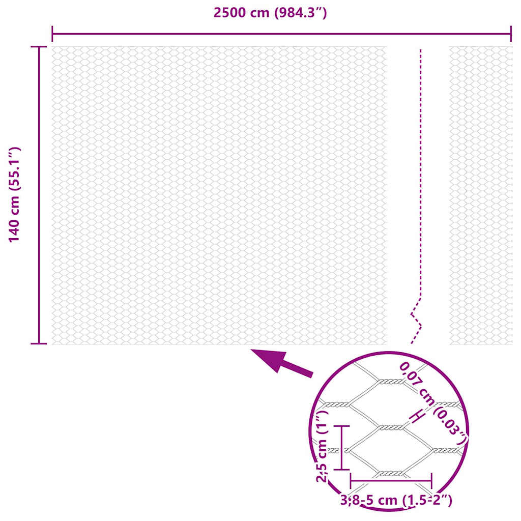 Gard hexagonal Gri 1,4 x 25 m PVC
