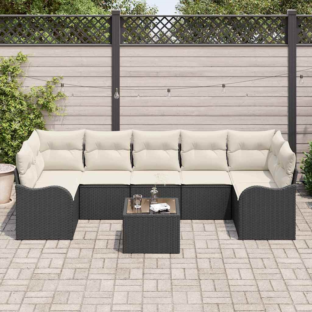 Set de canapele pentru grădină Negru 55 x 55 x 37 cm poliratan