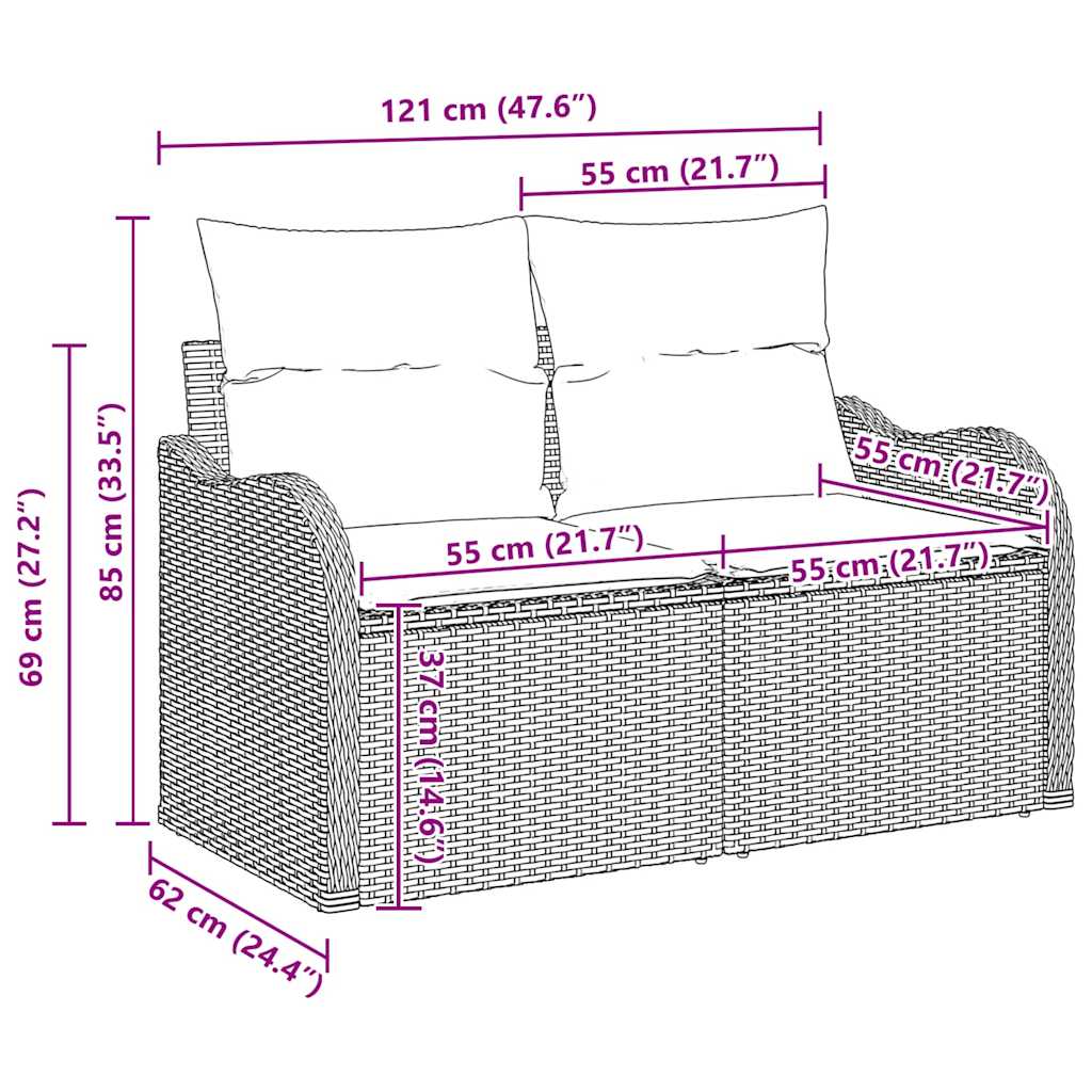 Set de canapele pentru grădină Bej 55 x 55 x 37 cm poliratan