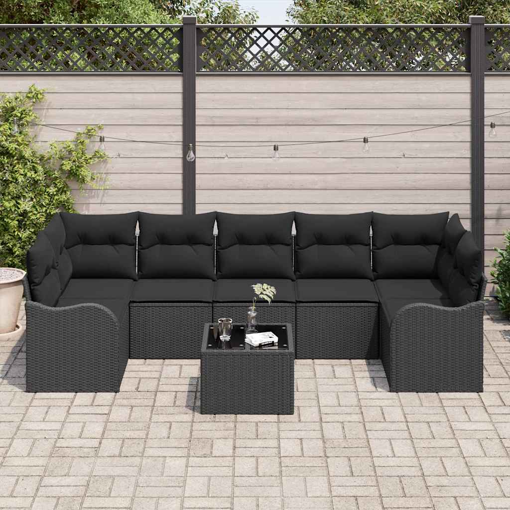 Set de canapele pentru grădină Negru 55 x 55 x 37 cm poliratan