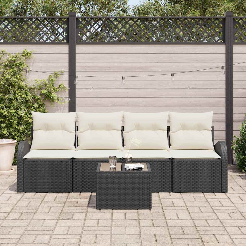Set de canapele pentru grădină Negru 55 x 55 x 37 cm poliratan