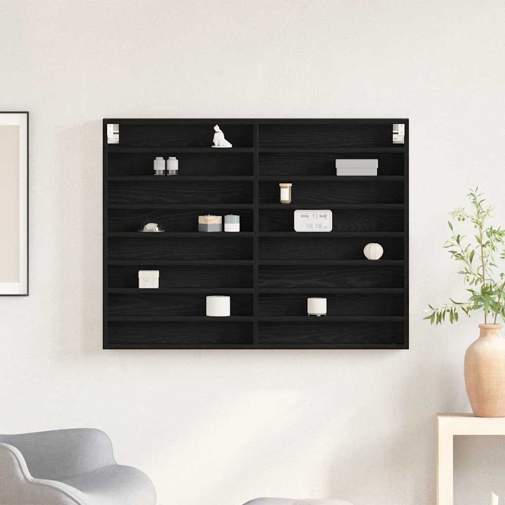 Dulap de Expunere Stejar Negru 100 x 8,5 x 75 cm Lemn compozit