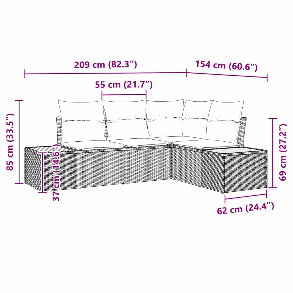 Set de canapele pentru grădină 5 pcs Gri deschis Rattan poli
