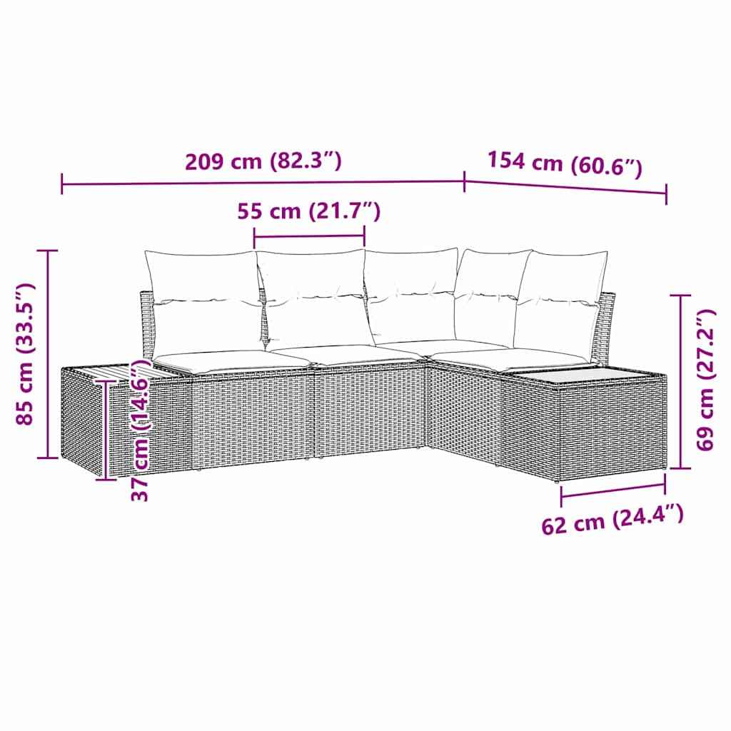 Set de canapele pentru grădină 5 pcs Gri deschis Rattan poli