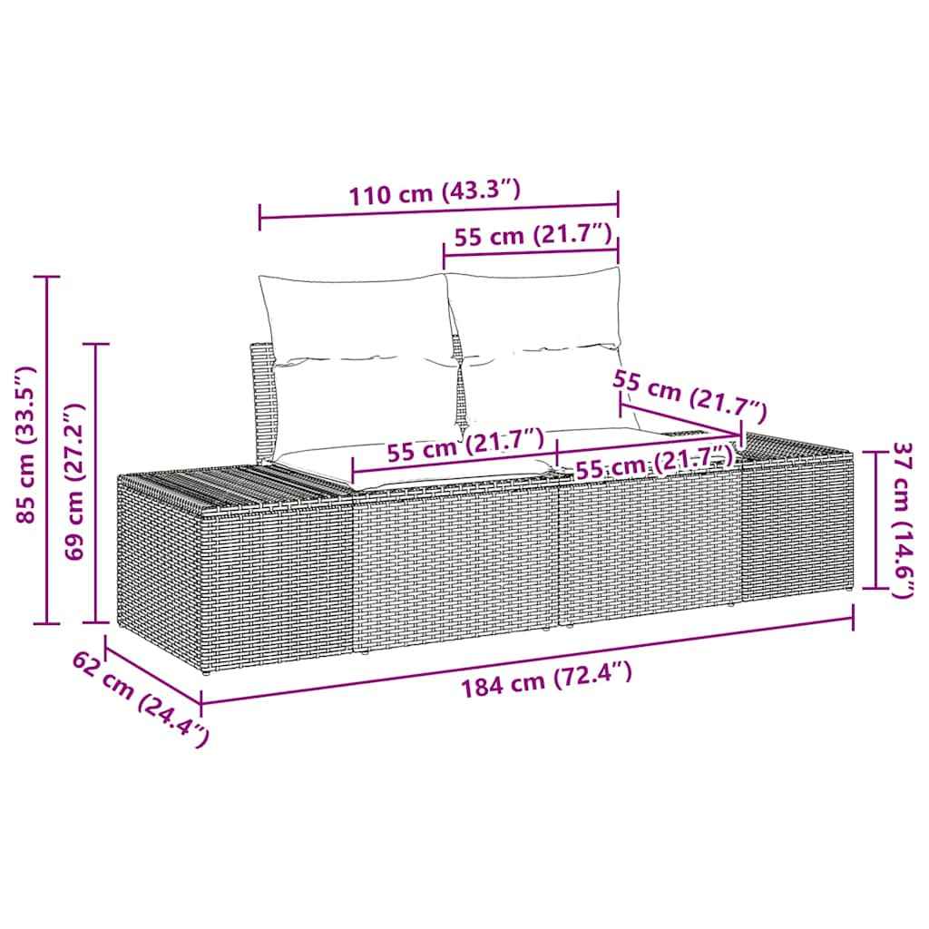 Set de canapea cu pernă Manual 5 pcs Gri poliratan