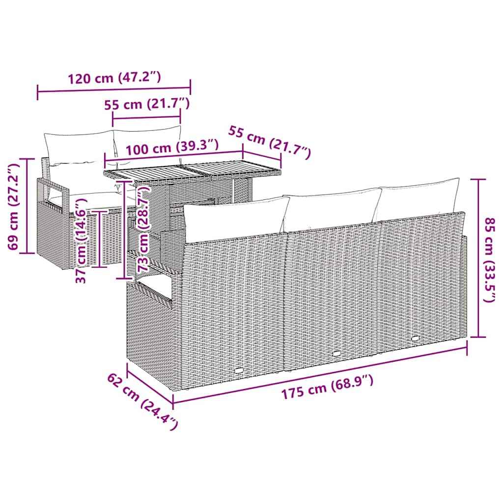 Set de canapele pentru grădină Manual 6 pcs bej și gri deschis
