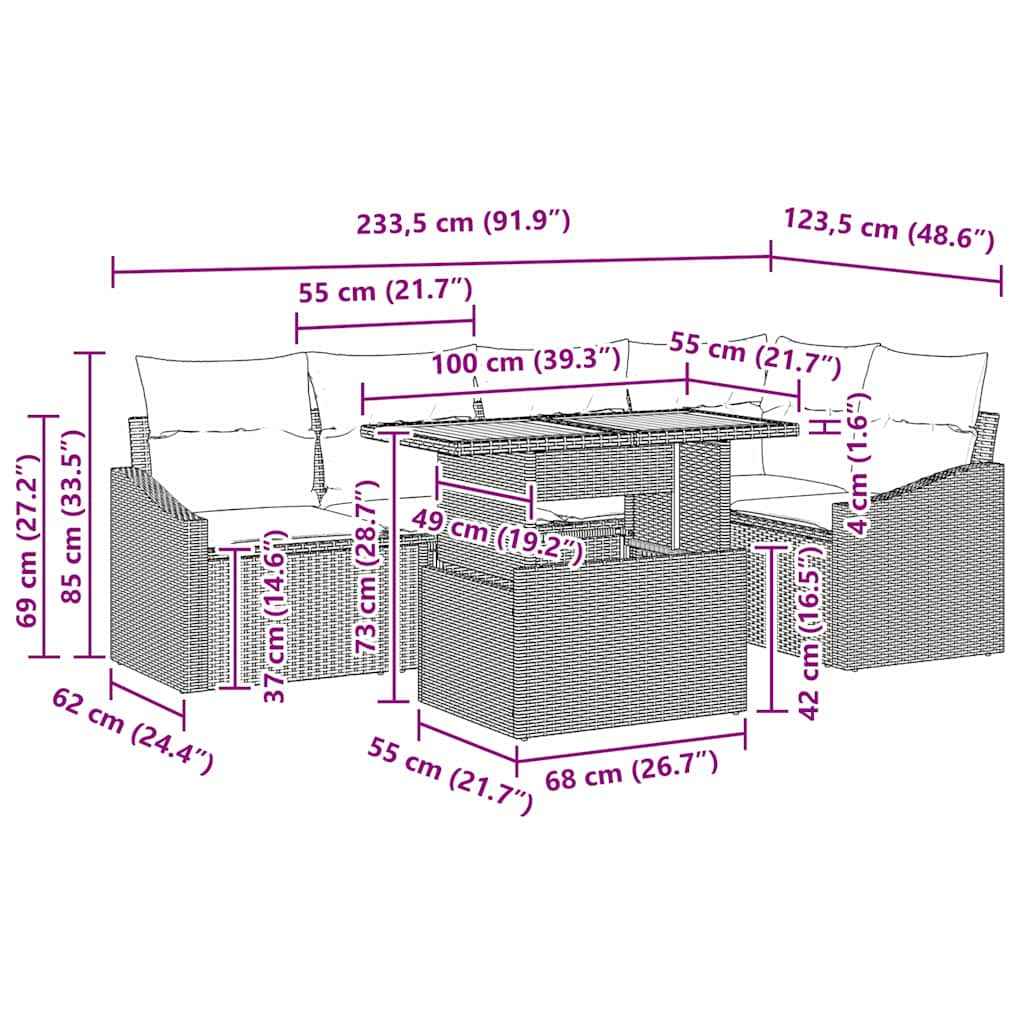 Set de masă pentru grădină Negru și Maro 100 x 55 x 73 cm