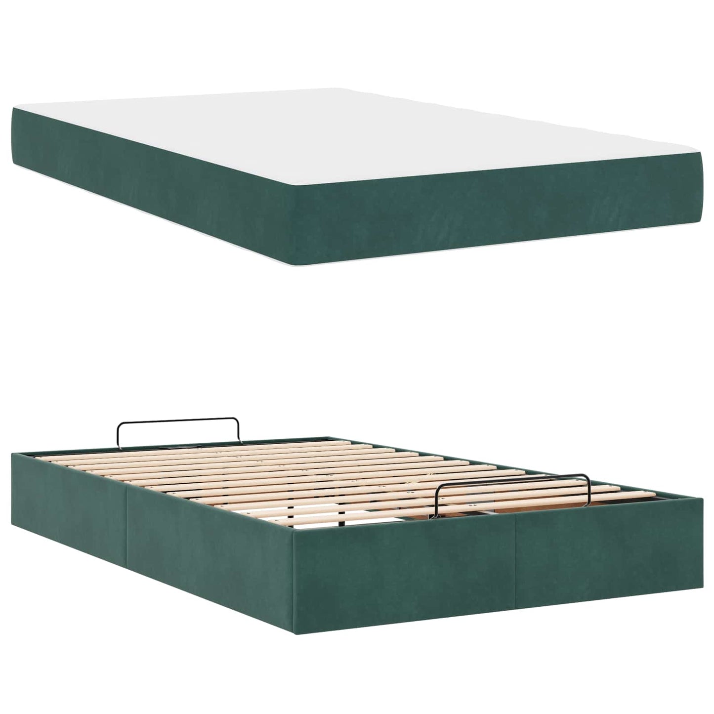 Cadru de pat cu saltea cu saltea 2 pcs Verde Catifea