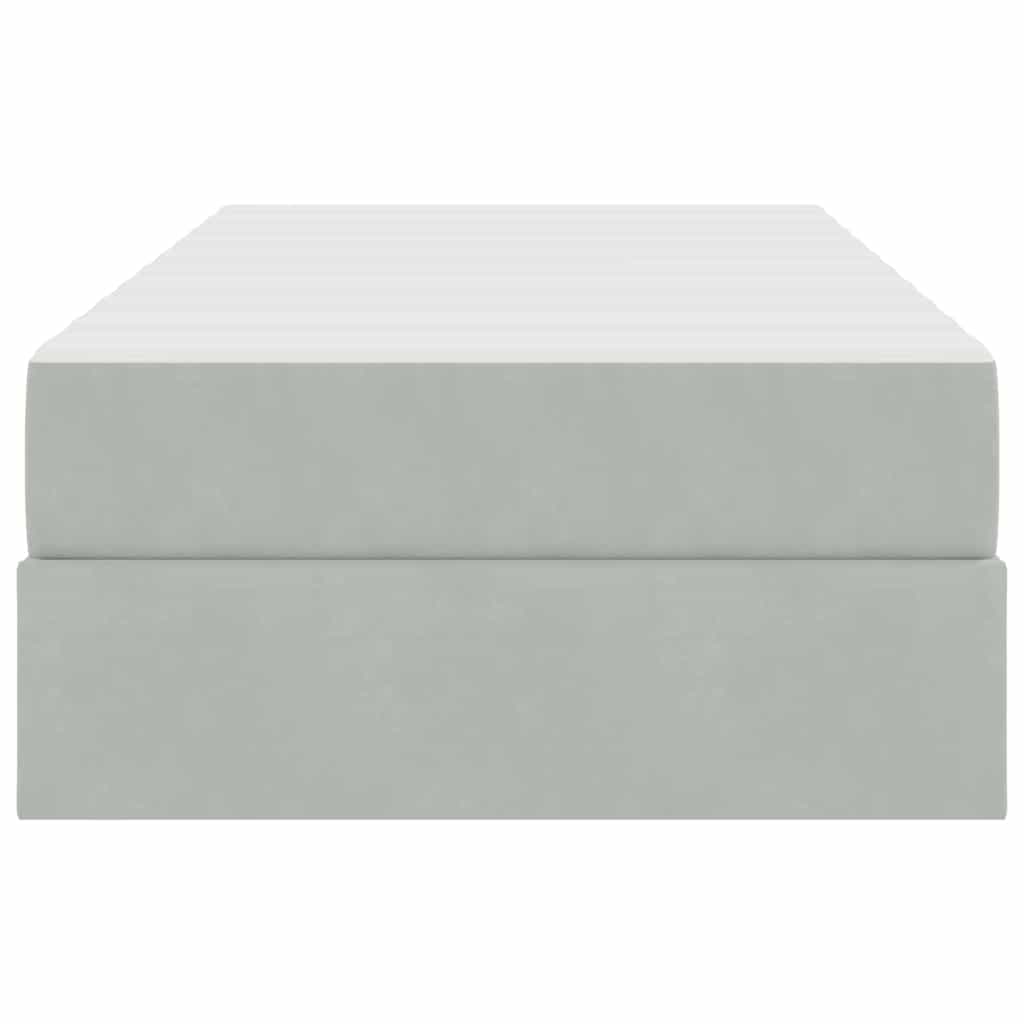 Pat cu saltea și spațiu de depozitare Gri deschis 100 x 200 cm