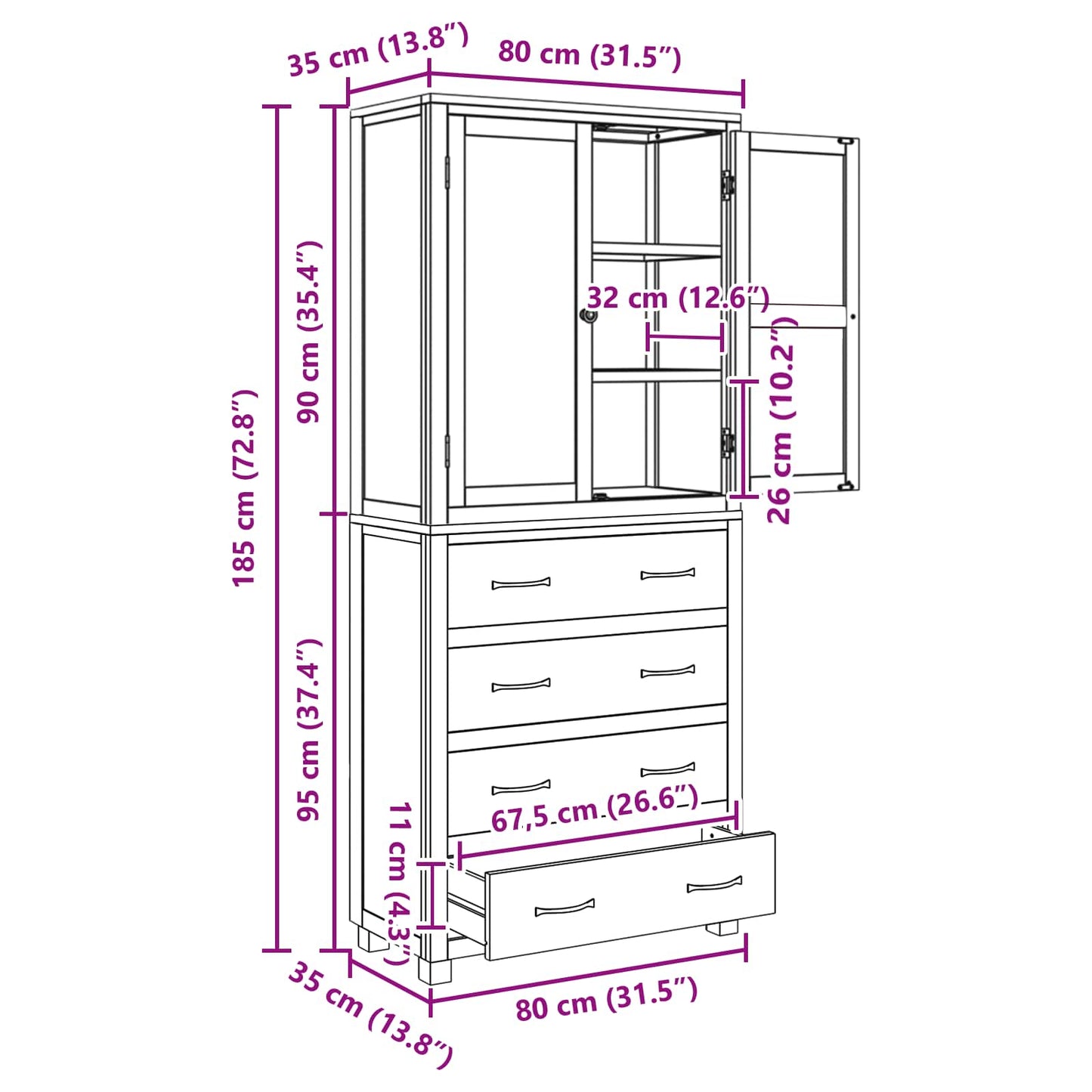 Set de Mobilier pentru Depozitare cu sertar Maro Lemn compozit