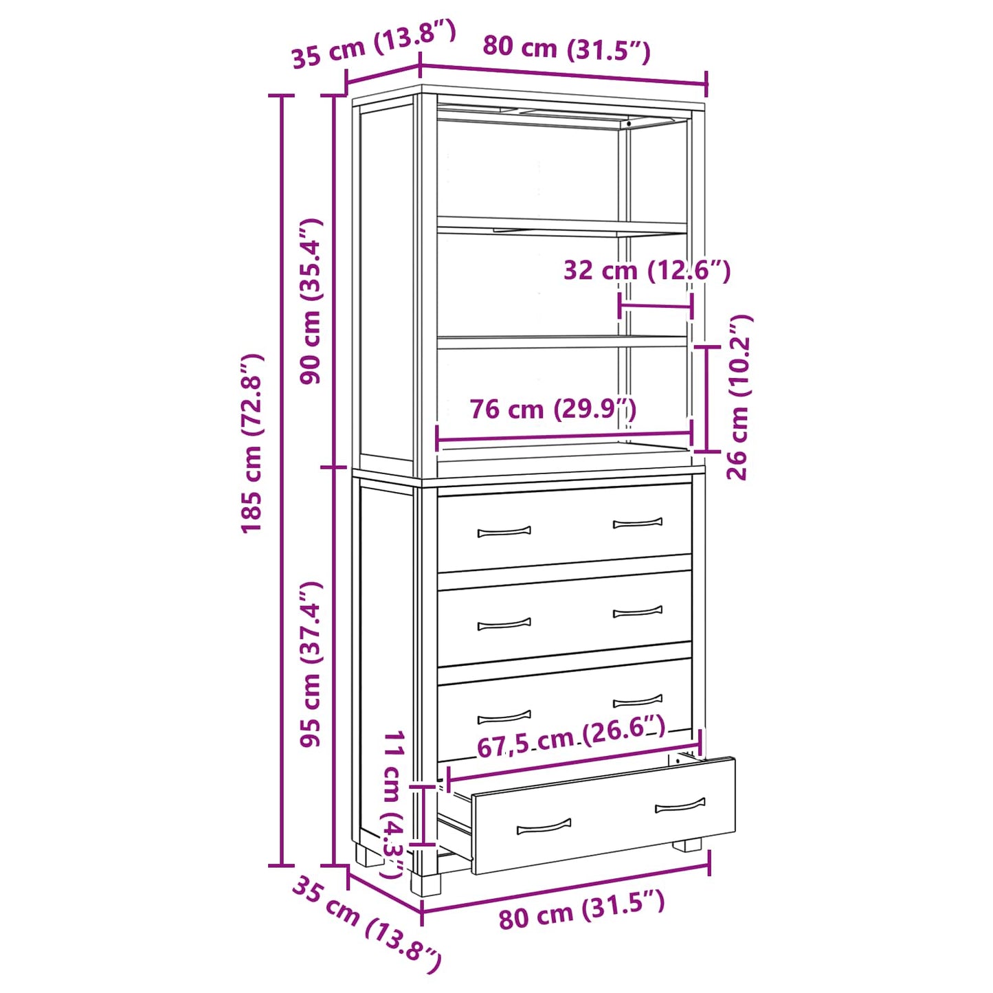 Set de Mobilier pentru Depozitare cu sertar Maro Lemn compozit