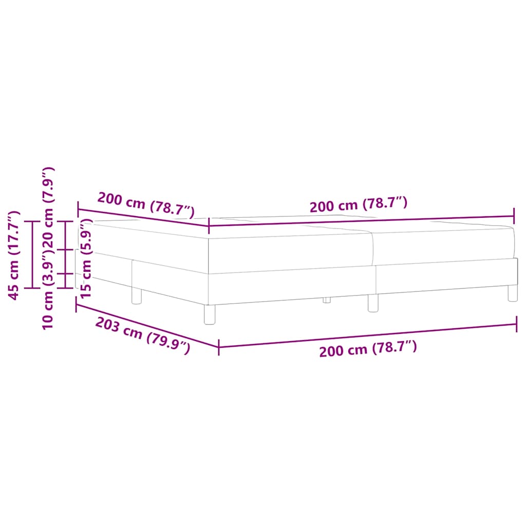 Pat cu arcuri cu saltea Albastru închis 200 x 200 cm țesătură