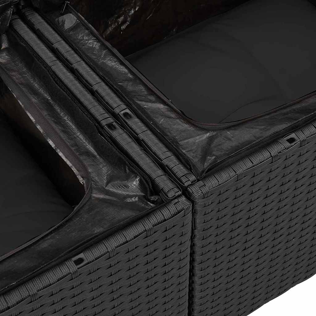 Set de canapele pentru grădină cu pernă 6 pcs Negru poliratan