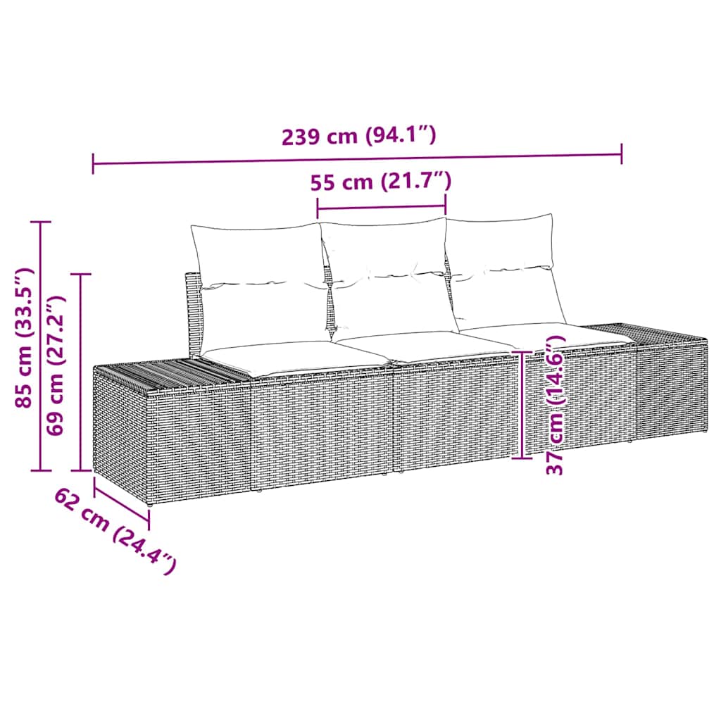 Set de canapele pentru grădină 3 pcs Bej și crem poliratan
