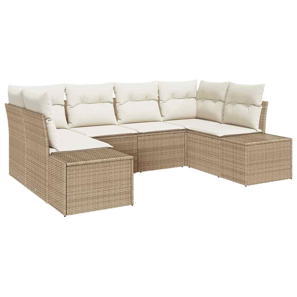Set de canapele pentru grădină 6 pcs Bej și crem Rattan poli