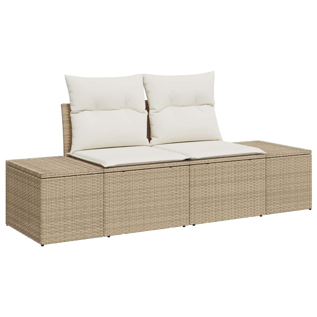 Set de canapele pentru grădină 6 pcs Bej și crem Rattan poli