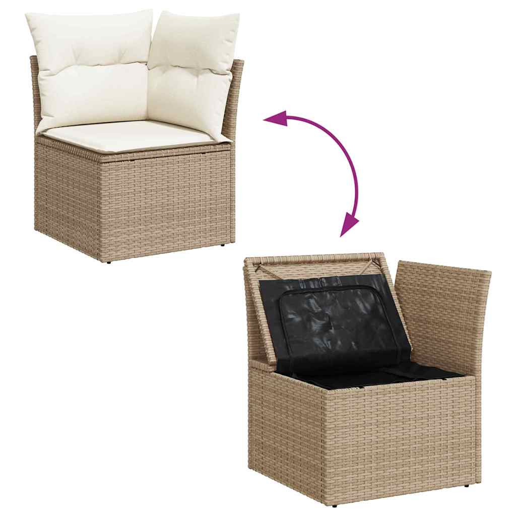 Set de canapele pentru grădină 6 pcs Bej și crem Rattan poli