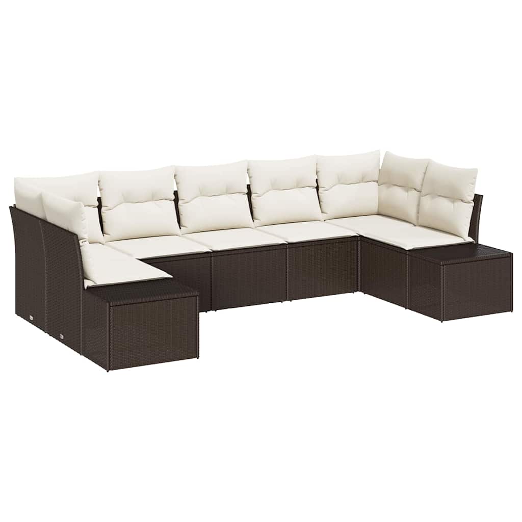 Set de canapele pentru grădină 7 pcs Maro și Crem Rattan poli