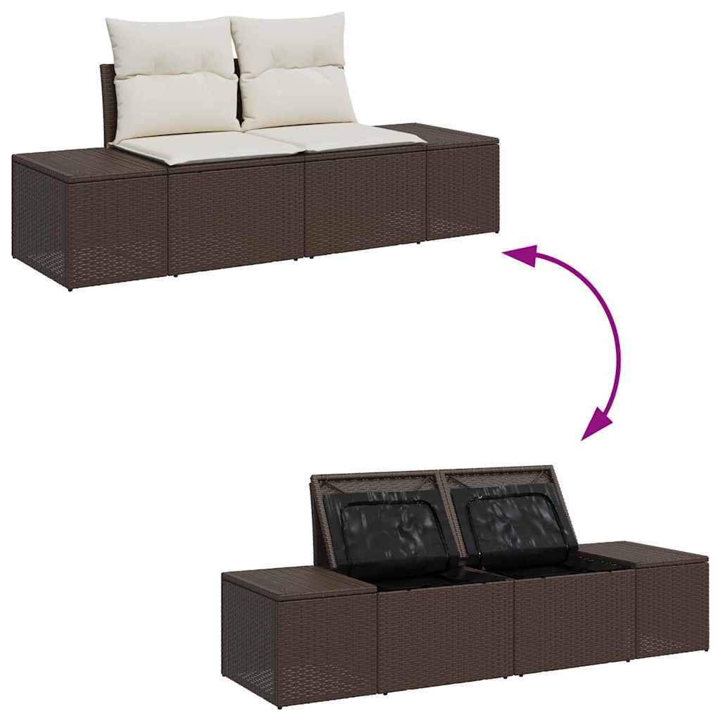 Set de canapele pentru grădină 7 pcs Maro și Crem Rattan poli