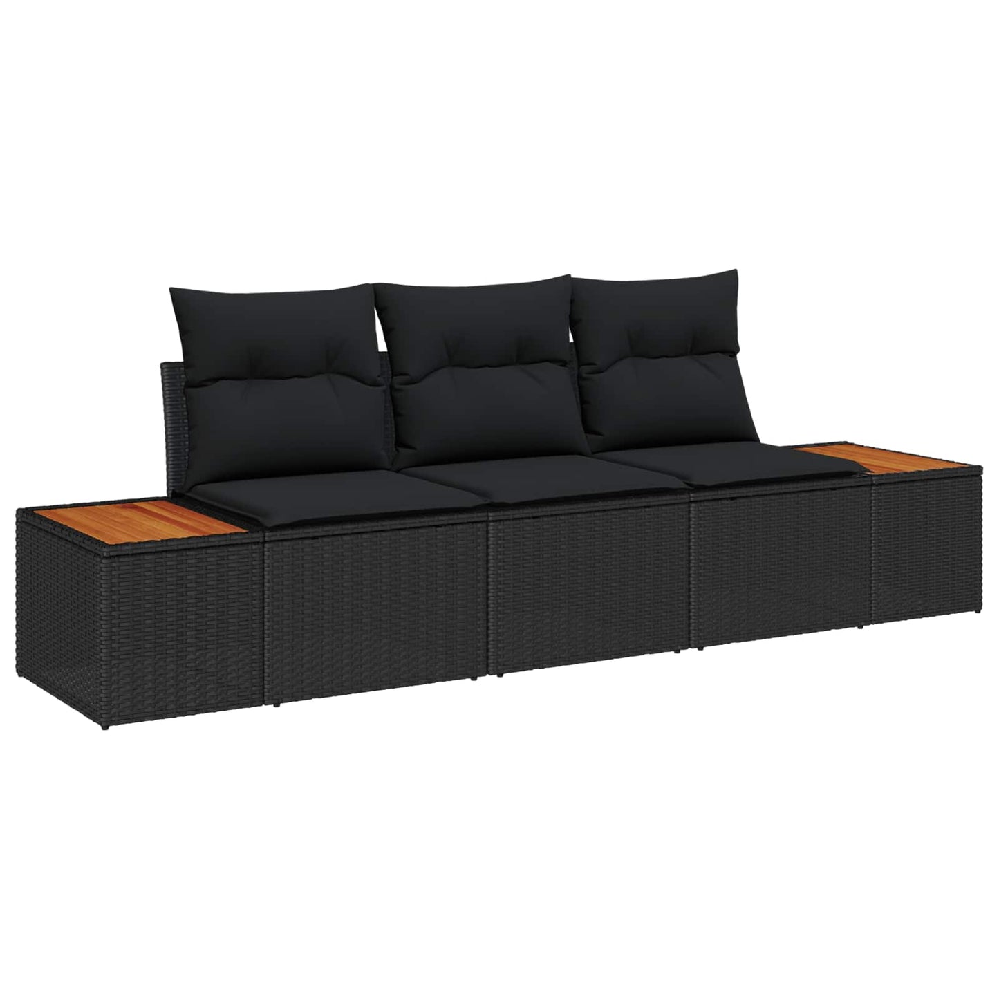 Set de canapele pentru grădină cu pernă 3 pcs Negru Rattan poli