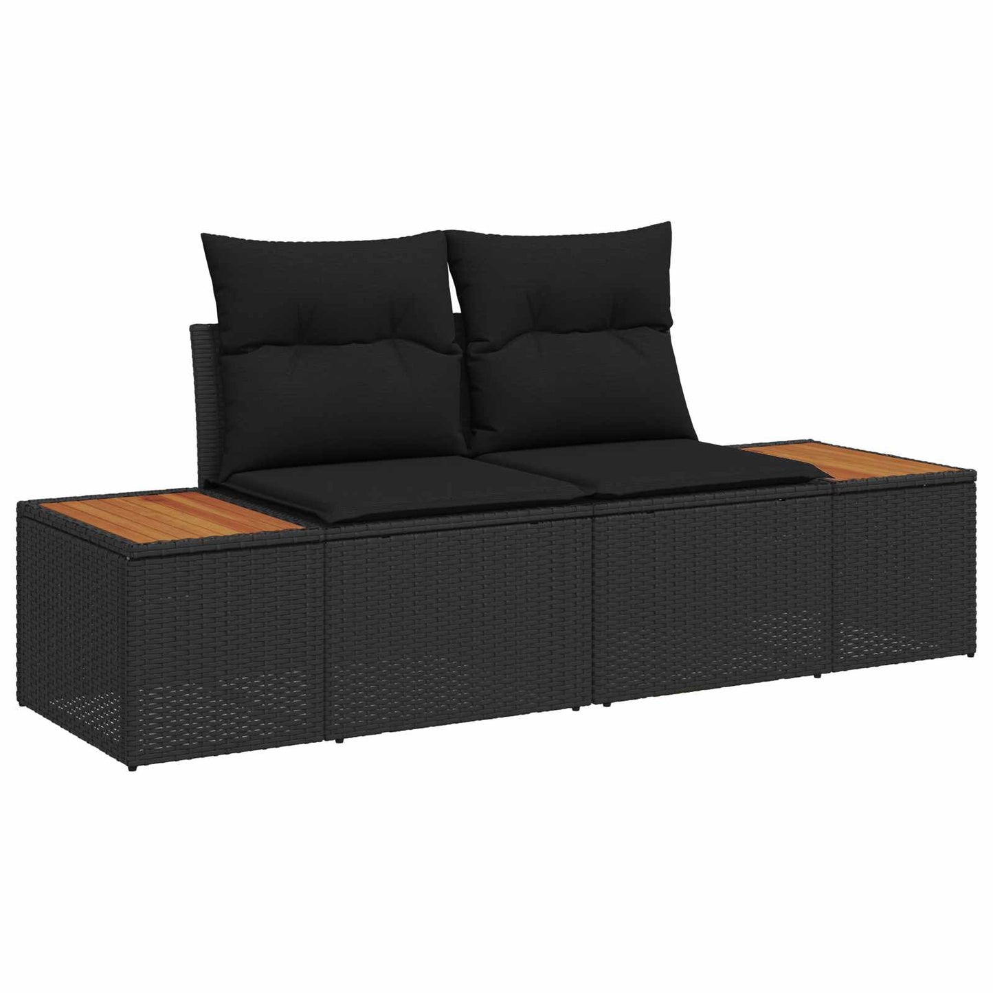 Set de canapele pentru grădină cu pernă 3 pcs Negru Rattan poli