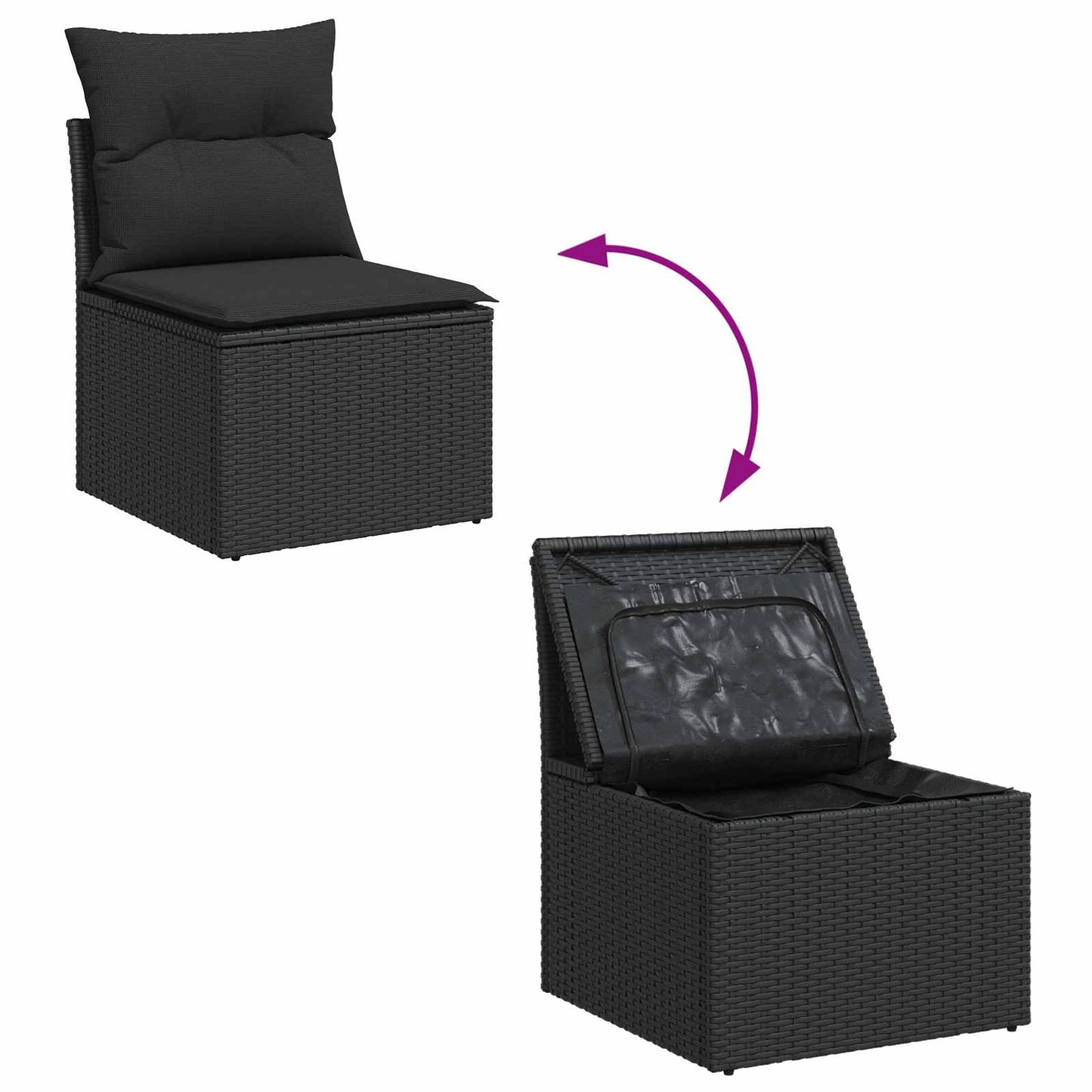 Set de canapele pentru grădină cu pernă 3 pcs Negru Rattan poli