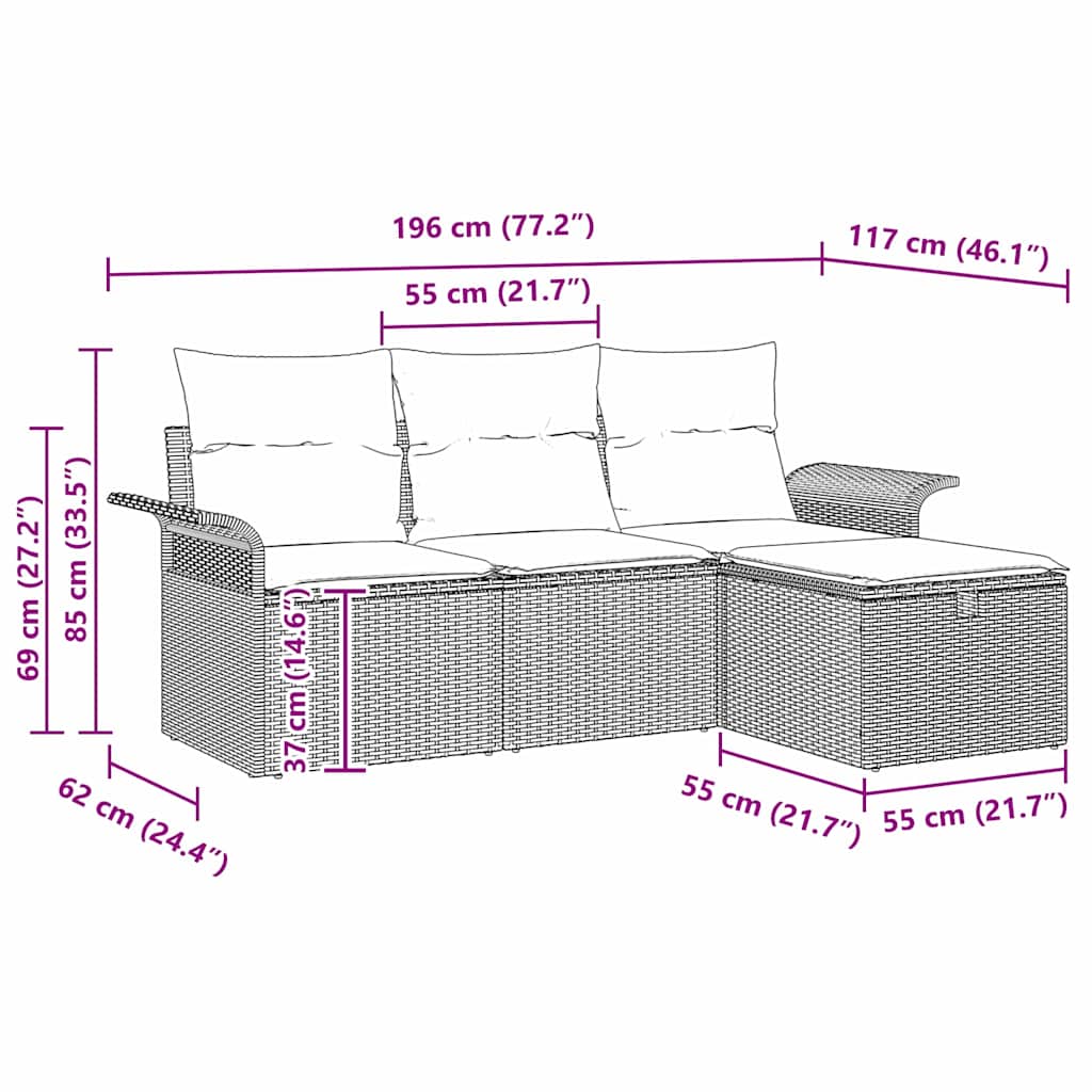 Set de canapele pentru grădină 4 pcs Beige și gri deschis
