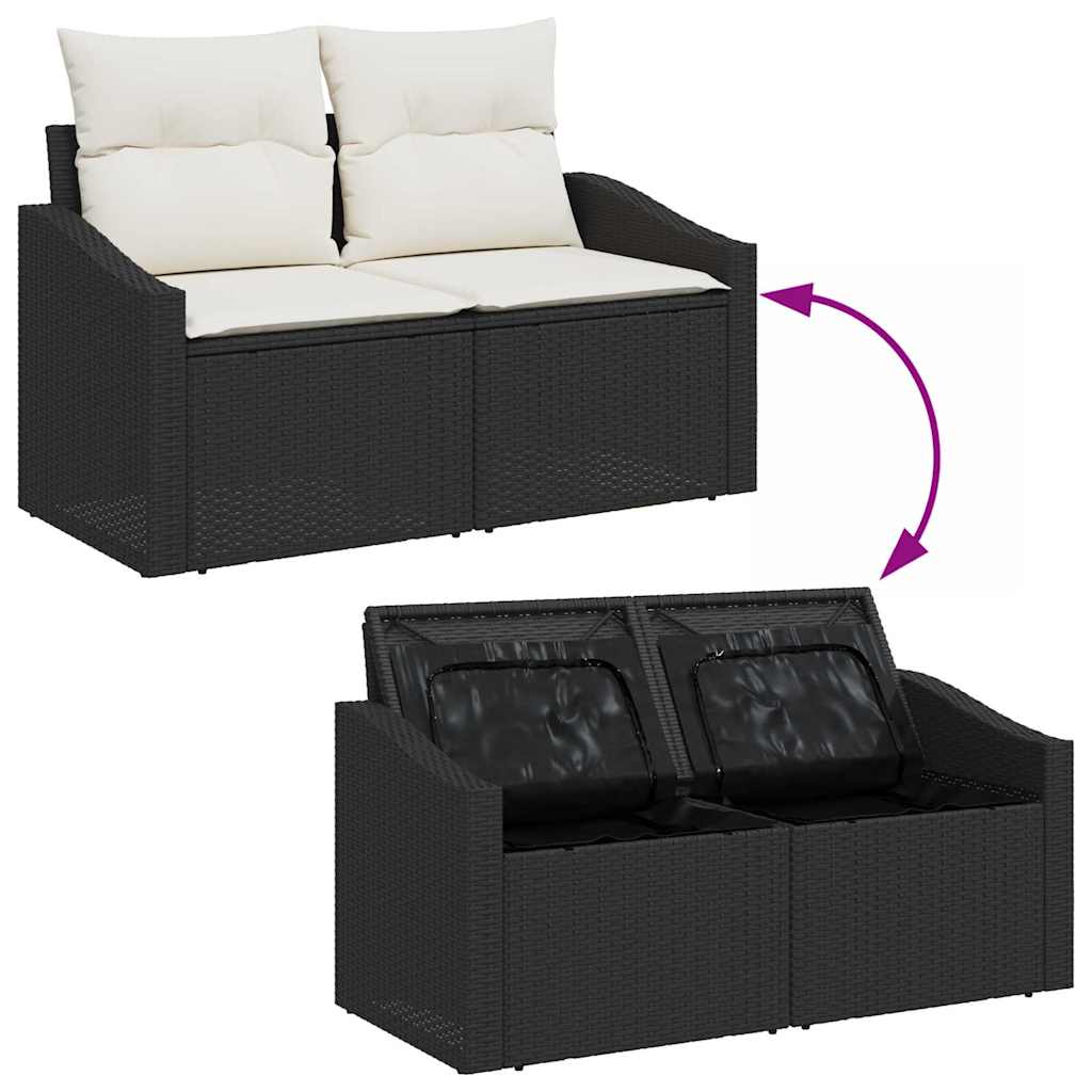 Set de canapele pentru grădină 6 pcs Negru poliratan