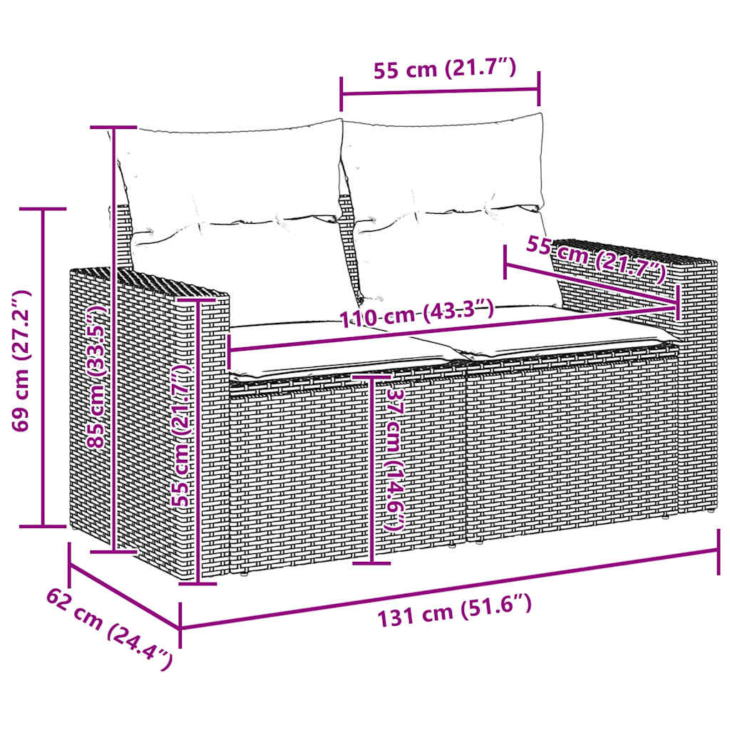 Set de canapele pentru grădină 8 pcs Gri poliratan