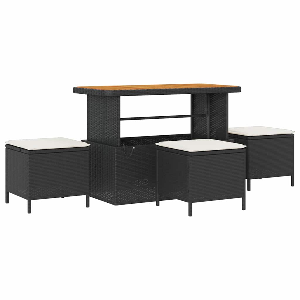 Set de canapele pentru grădină 9 pcs Negru poliratan