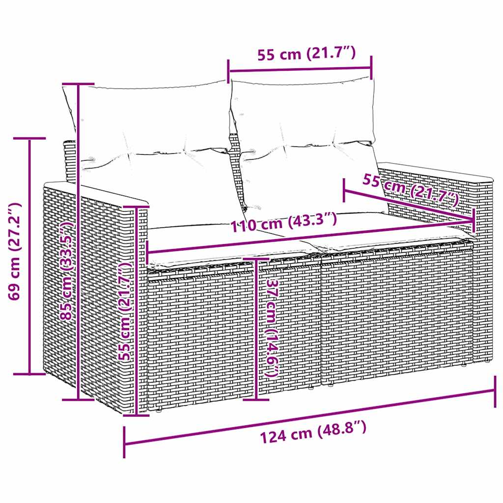 Set de canapele pentru grădină 8 pcs Bej poliratan