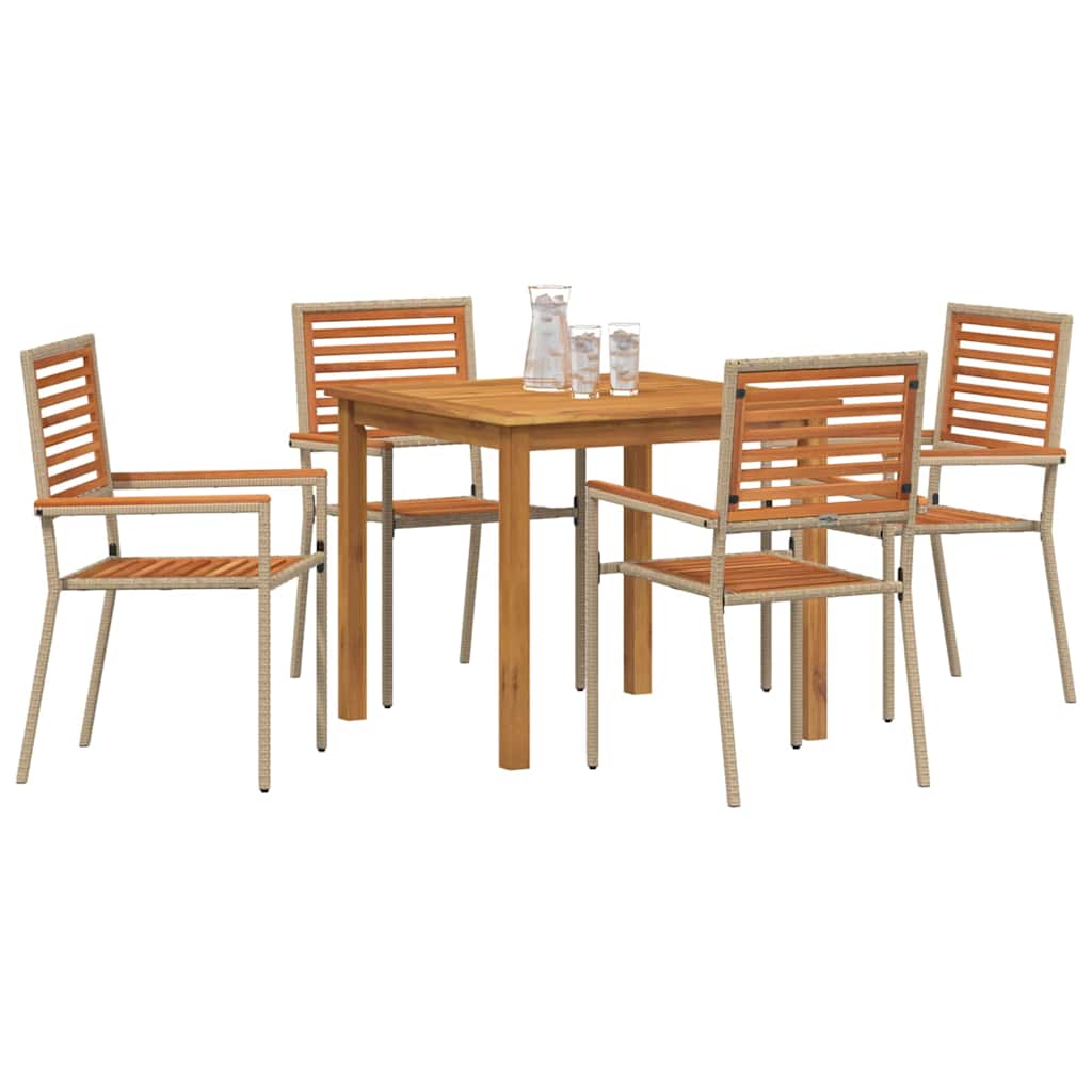 Set de masă pentru grădină 5 pcs Bej Lemn Solid de Acacia