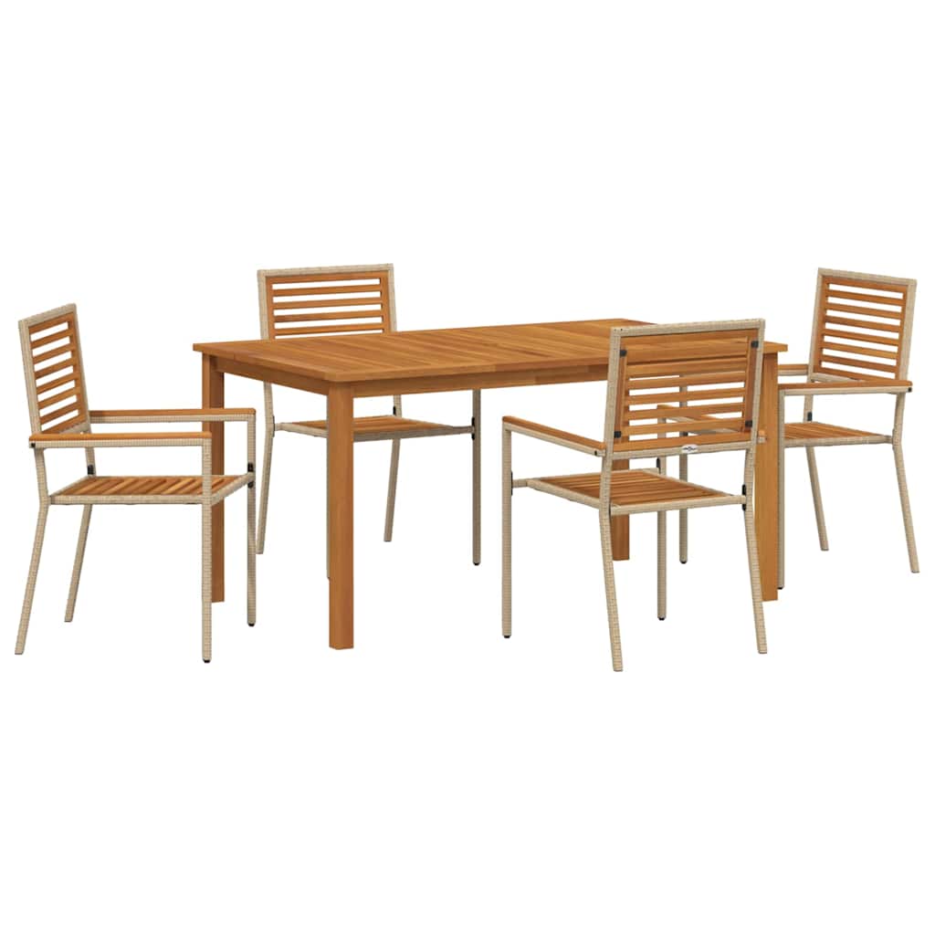 Set de masă pentru grădină 5 pcs Bej Lemn Solid de Acacia