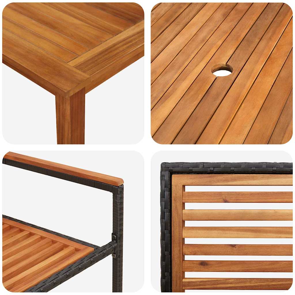 Set de masă pentru grădină 7 pcs Negru Lemn Solid de Acacia