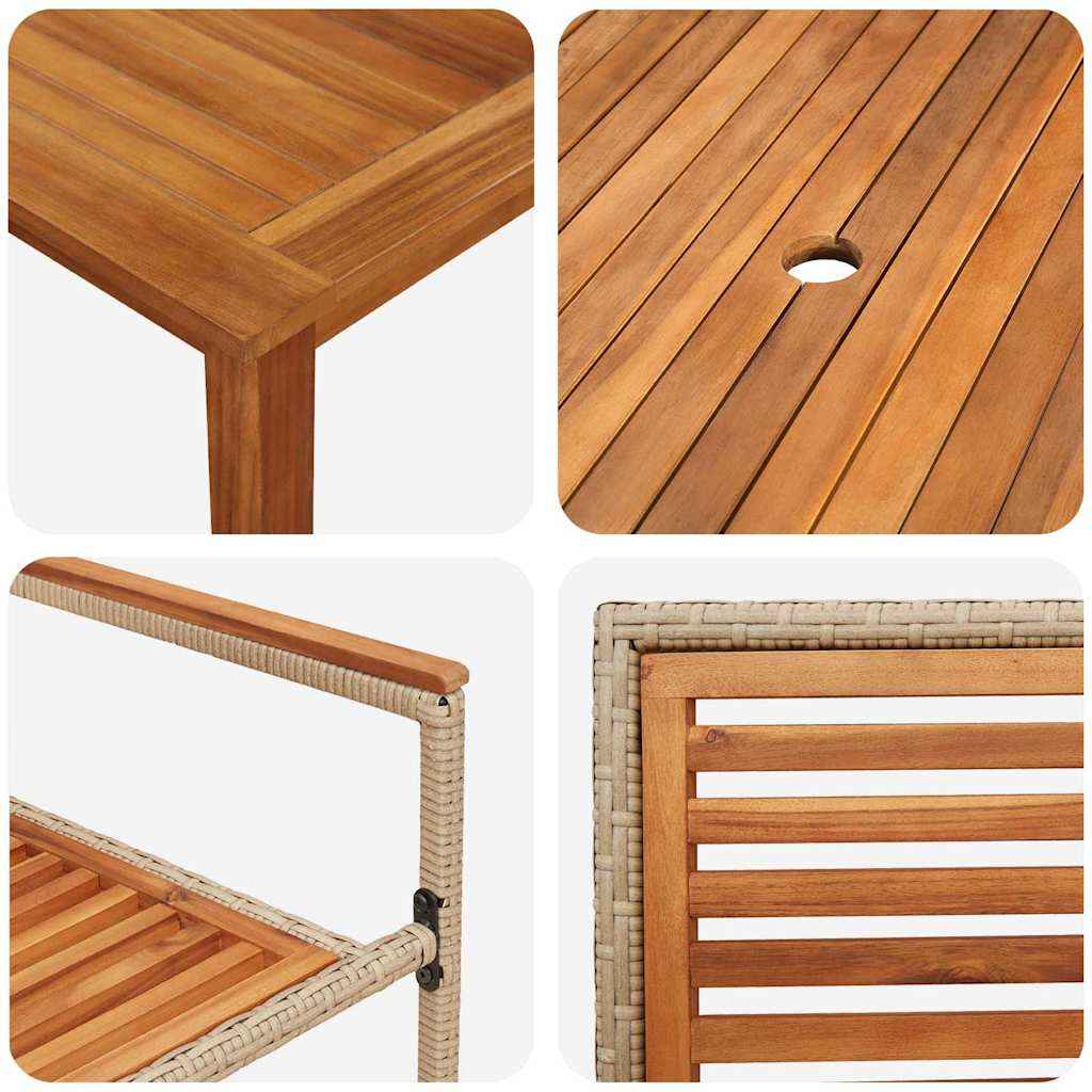 Set de masă pentru grădină 7 pcs Bej Lemn Solid de Acacia