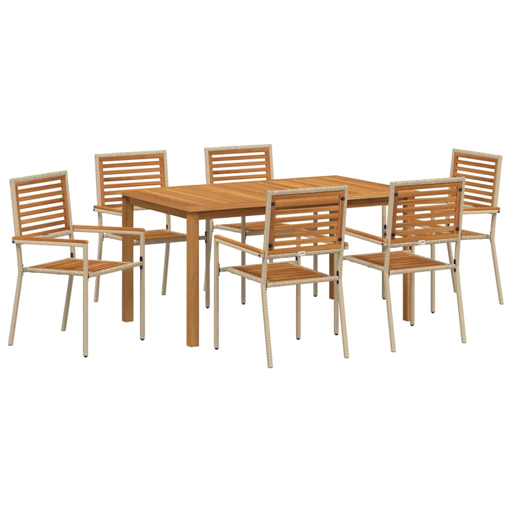 Set de masă pentru grădină 7 pcs Bej Lemn Solid de Acacia