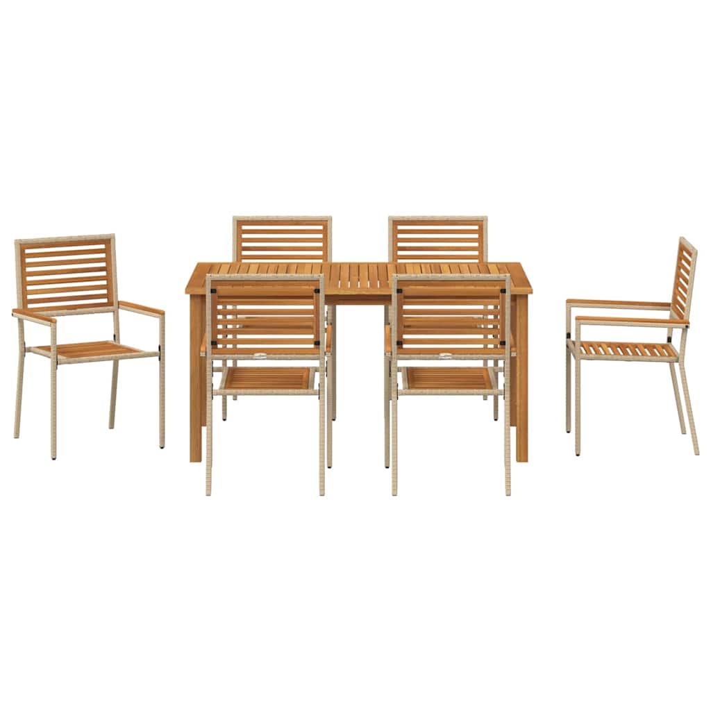 Set de masă pentru grădină 7 pcs Bej Lemn Solid de Acacia